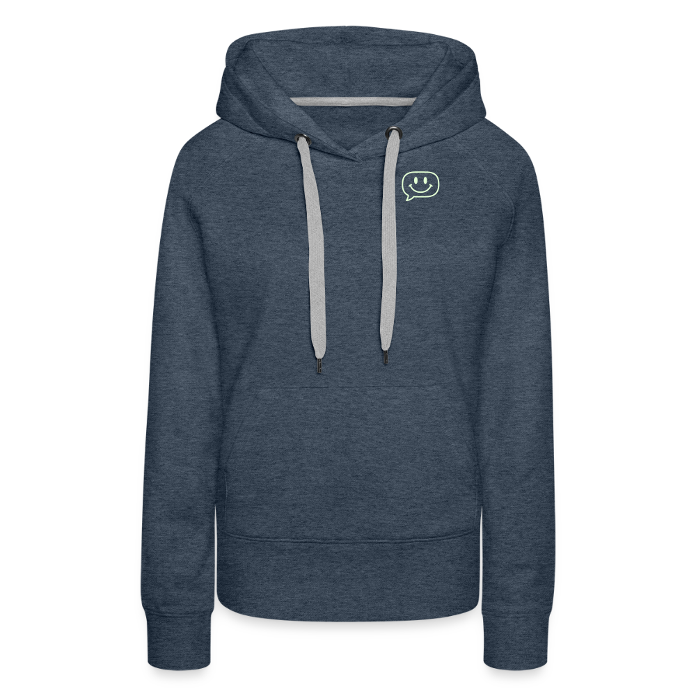 Design Hoodie „Seid lieb zueinander“ für Damen aus Bio-Baumwolle, Farbe: blau – Dankfabrik.