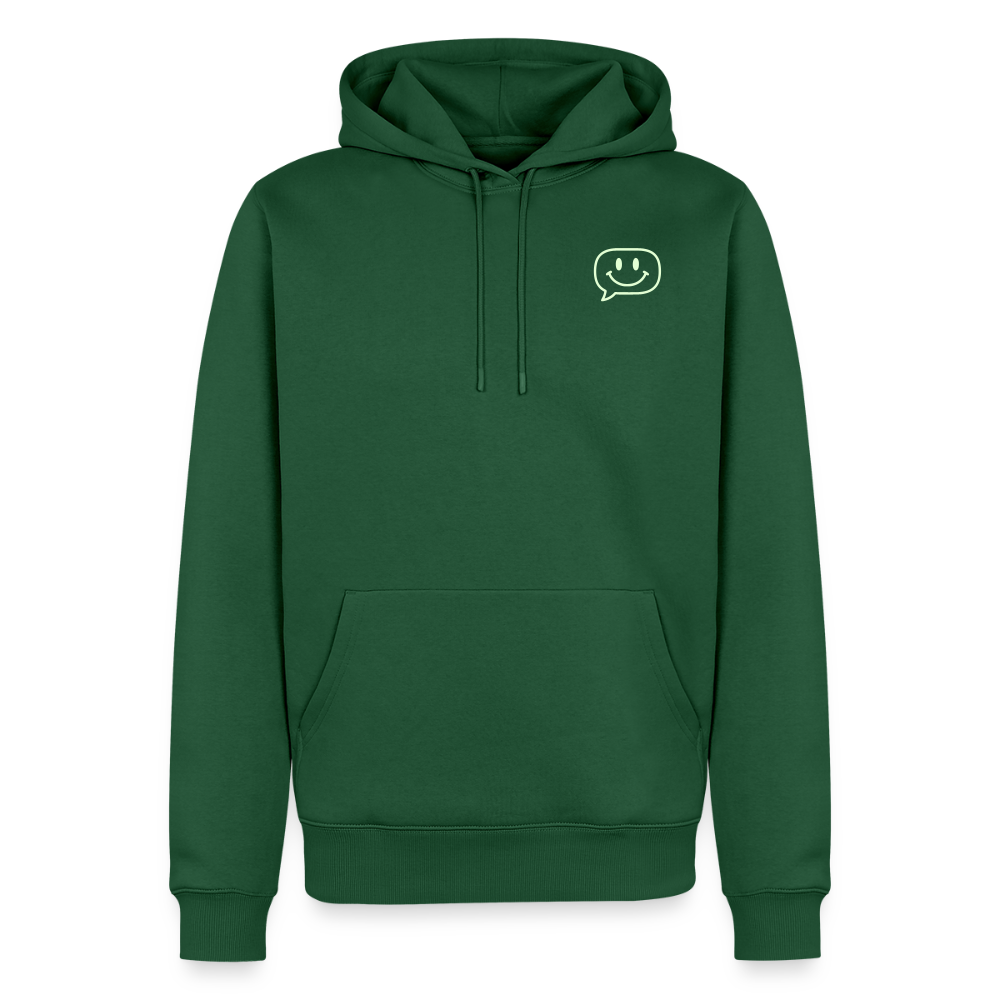 Design Hoodie „Seid lieb zueinander“ für Herren aus Bio-Baumwolle, Farbe: grün – Dankfabrik.