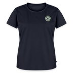 Design T-Shirt „Eat. Sleep. Thank. Repeat.“ für Damen aus Bio-Baumwolle, Farbe: navy-blau - Dankfabrik.