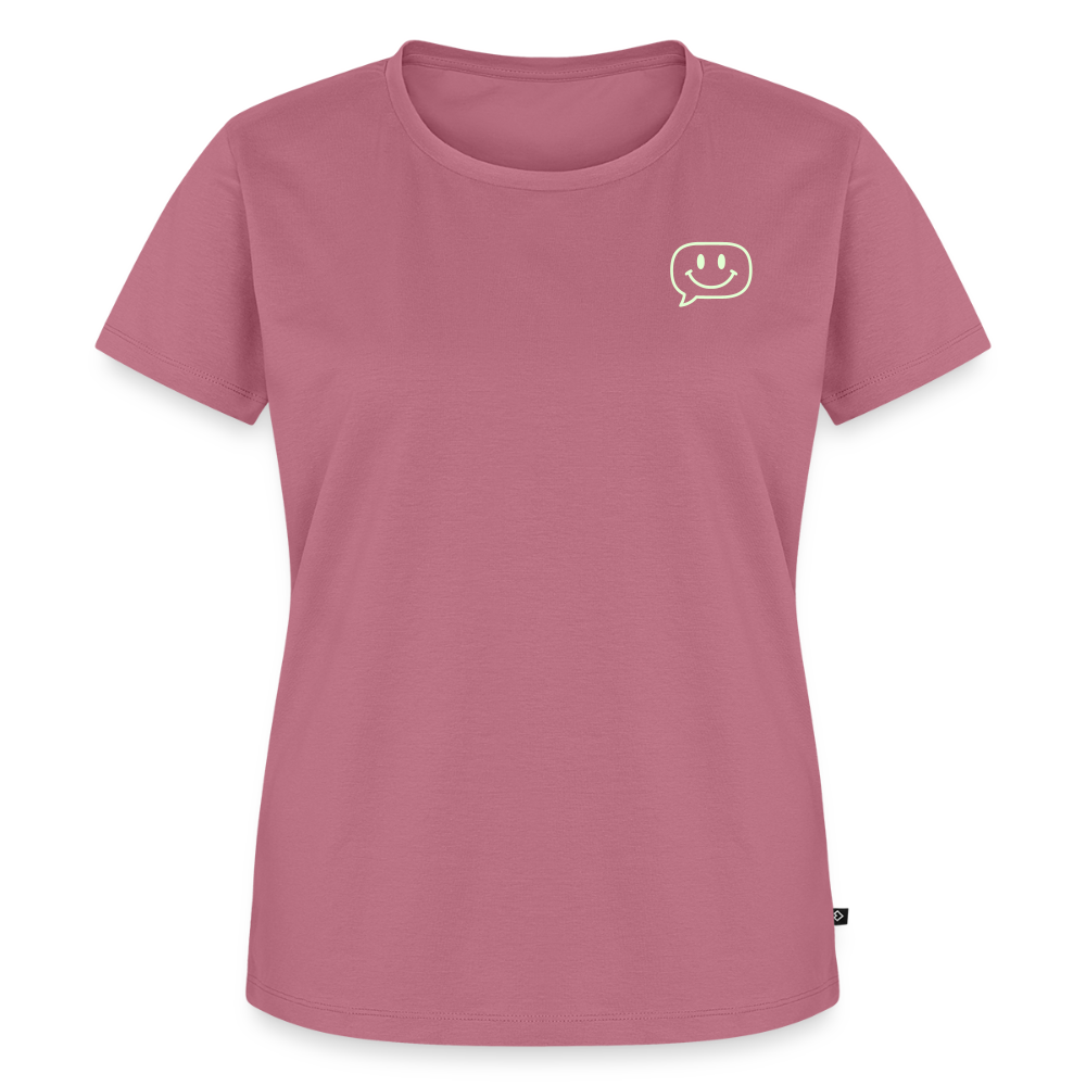 Design T-Shirt „Seid lieb zueinander“ für Damen aus Bio-Baumwolle, Farbe: rosa - Dankfabrik.