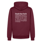 Design-Hoodie „Dankbarkeit“ für Herren aus Bio-Baumwolle, Farbe: burgunderrot – Dankfabrik.