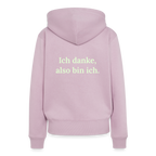 Design-Hoodie „Ich danke, also bin ich“ für Damen aus Bio-Baumwolle, Farbe: rosa – Dankfabrik.