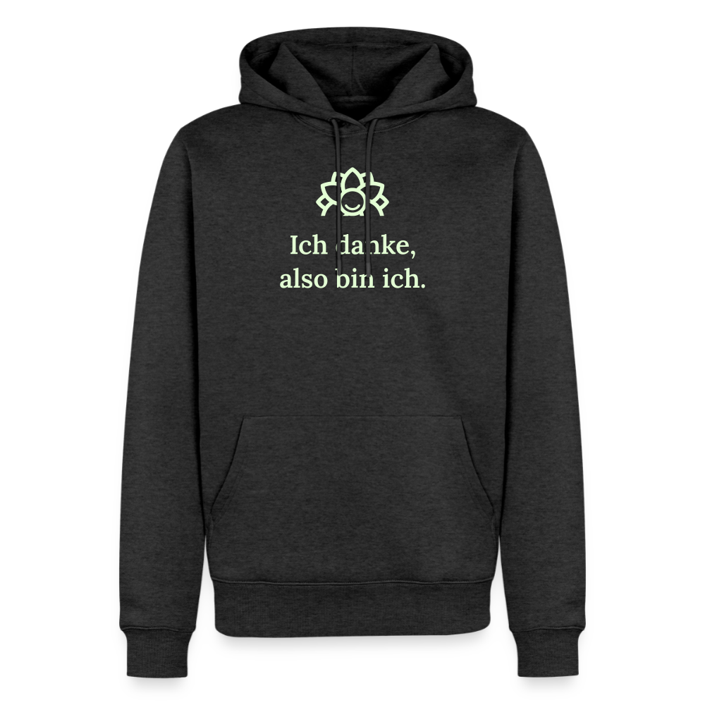 Hoodie „Ich danke, also bin ich.“ | Herren * - Anthrazit meliert