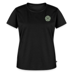 Design T-Shirt „Eat. Sleep. Thank. Repeat.“ für Damen aus Bio-Baumwolle, Farbe: schwarz - Dankfabrik.