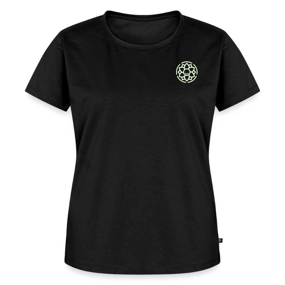 Design T-Shirt „Eat. Sleep. Thank. Repeat.“ für Damen aus Bio-Baumwolle, Farbe: schwarz - Dankfabrik.