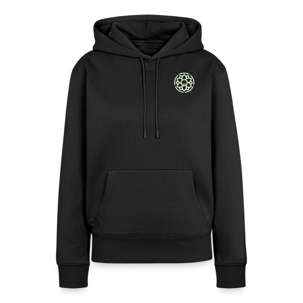 Design-Hoodie „Ich danke, also bin ich“ für Damen aus Bio-Baumwolle, Farbe: schwarz – Dankfabrik.