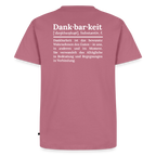 Design T-Shirt „Dankbarkeit“ für Herren aus Bio-Baumwolle, Farbe: rosa – Dankfabrik.