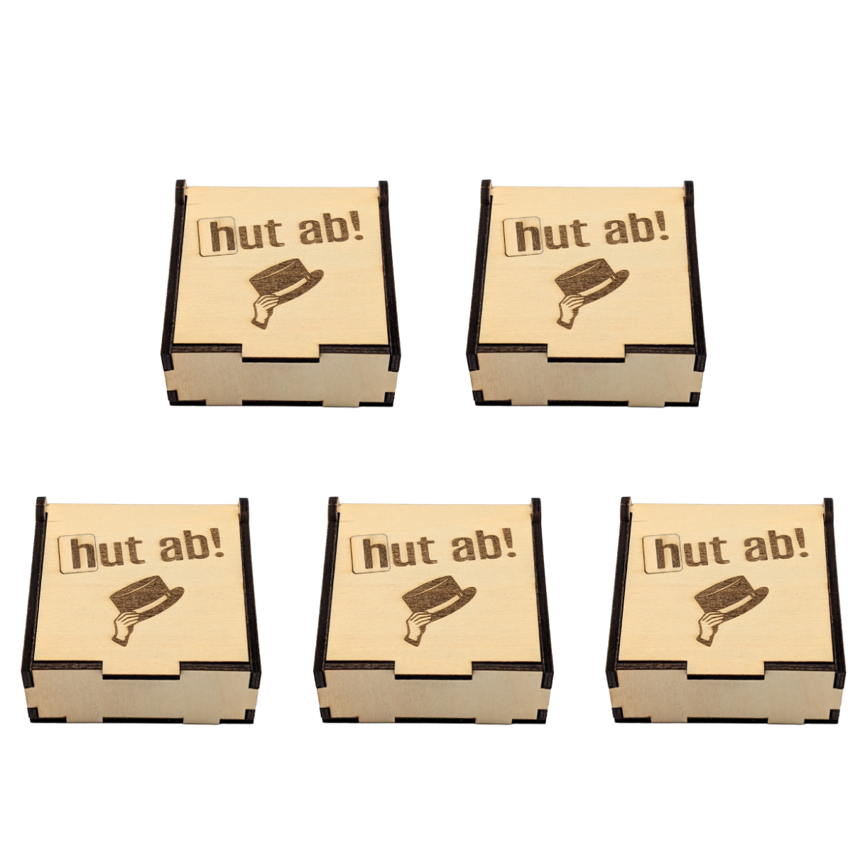 5er-Set „Hut ab" Holzboxen für hanuta® – Der Anerkennungs-Vorrat
