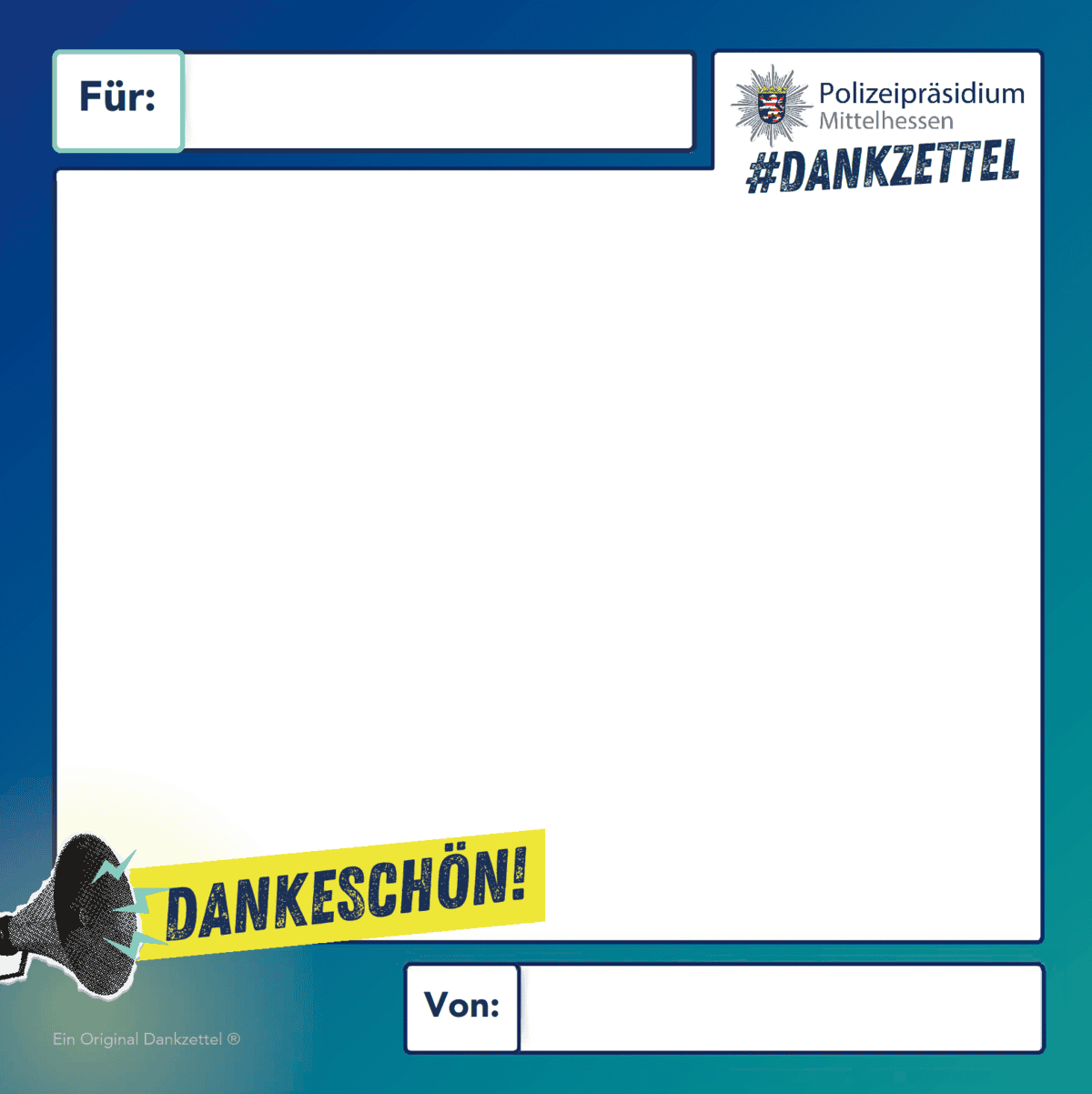 Dankzettel Polizei Mittelhessen