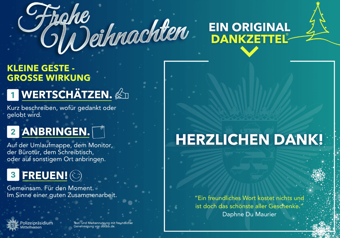 Dankzettel Polizei Mittelhessen Weihnachten Seite 2