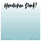 Kleiner Dankzettel in blau von der Dankfabrik. Für Wertschätzung und Mitarbeitergeschenk.