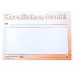 Großer Dankzettel orange von der Dankfabrik. Made in Germany.
