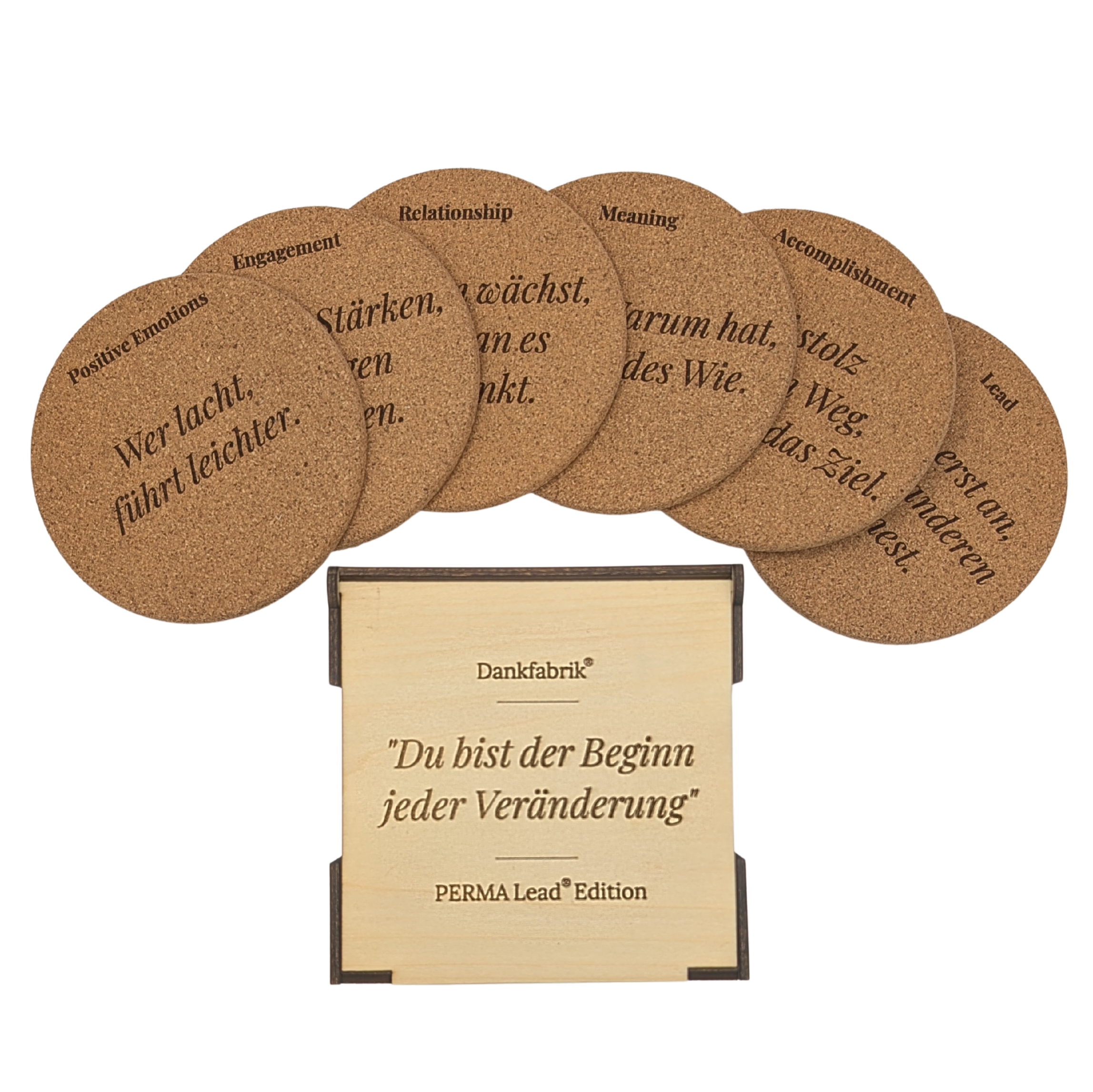 6er-Set Korkuntersetzer – „PERMA Lead® Edition"