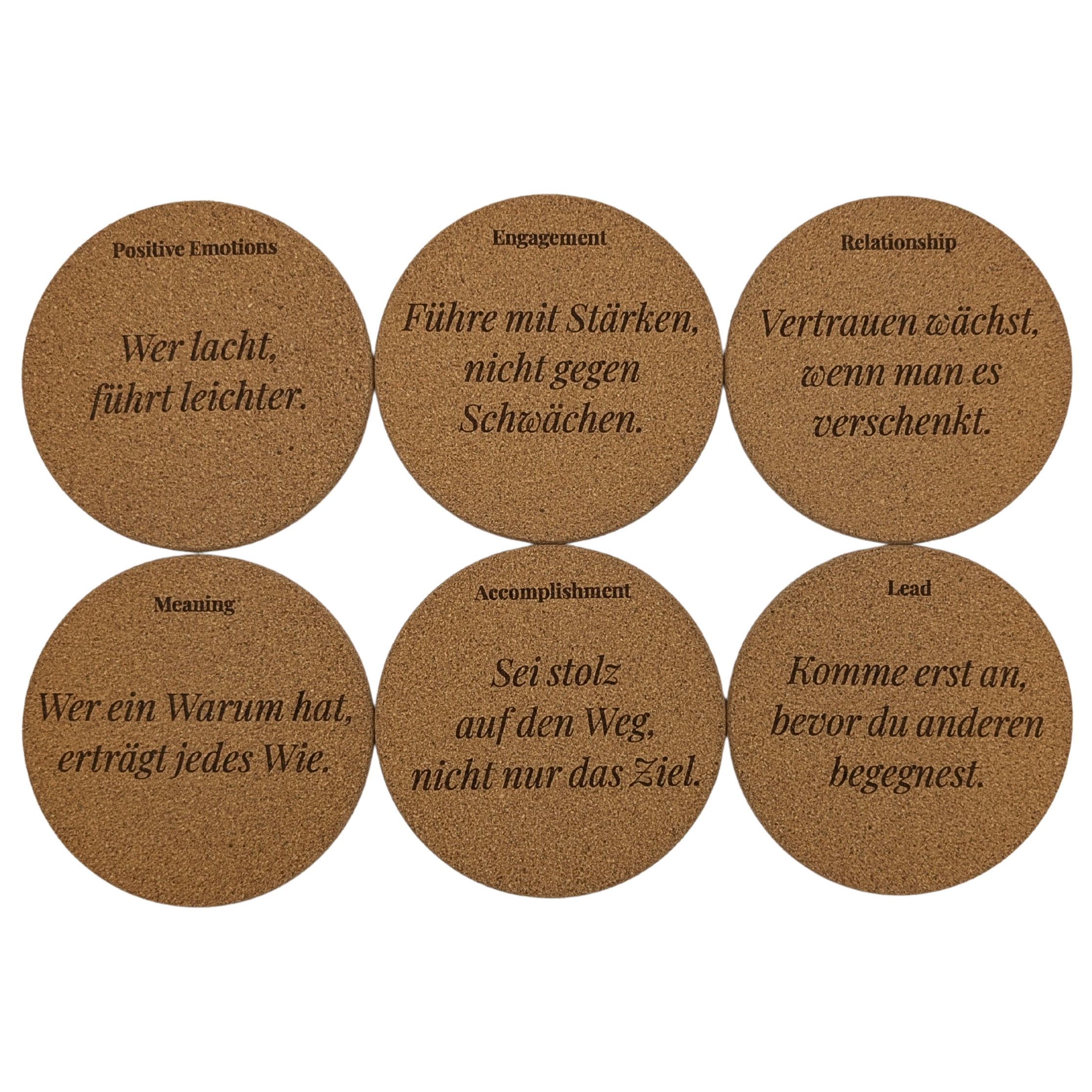 6er-Set Korkuntersetzer – „PERMA Lead® Edition"
