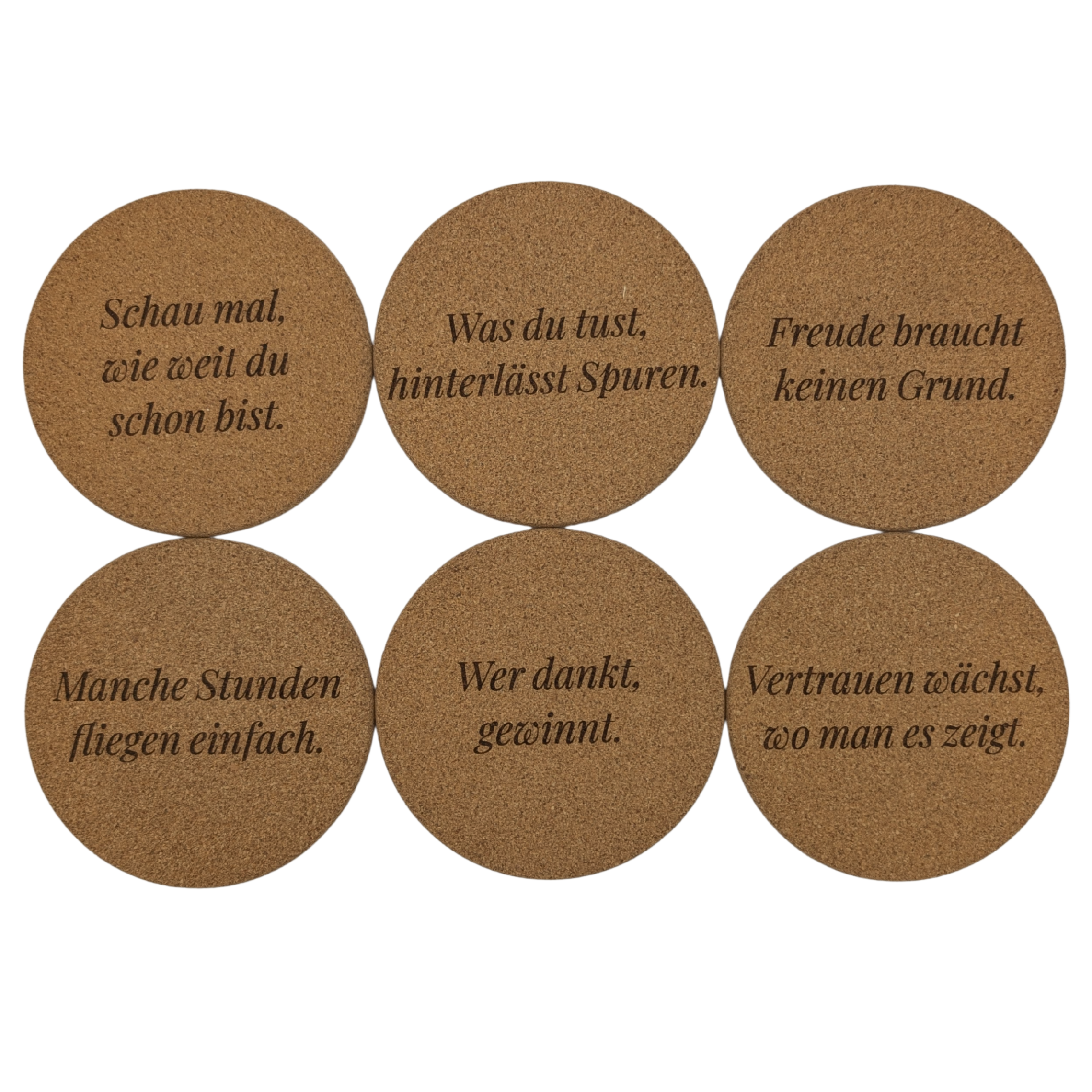 6er-Set Korkuntersetzer – „Positiv Edition"
