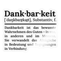 Design-Sticker „Dankbarkeit“ aus Vinyl, transparent glänzend zur Veredelung von Laptop und Notizbuch.