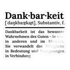 Design-Sticker „Dankbarkeit“ aus Vinyl, transparent glänzend zur Veredelung von Laptop und Notizbuch.