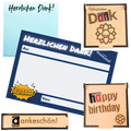 Bundle der Dankfabrik aus hochwertigen Holzboxen und Dankzetteln. Für Wertschätzung, Dankbarkeit und Geburtstage. Nachhaltige Aufbewahrung von Dankfabrik.