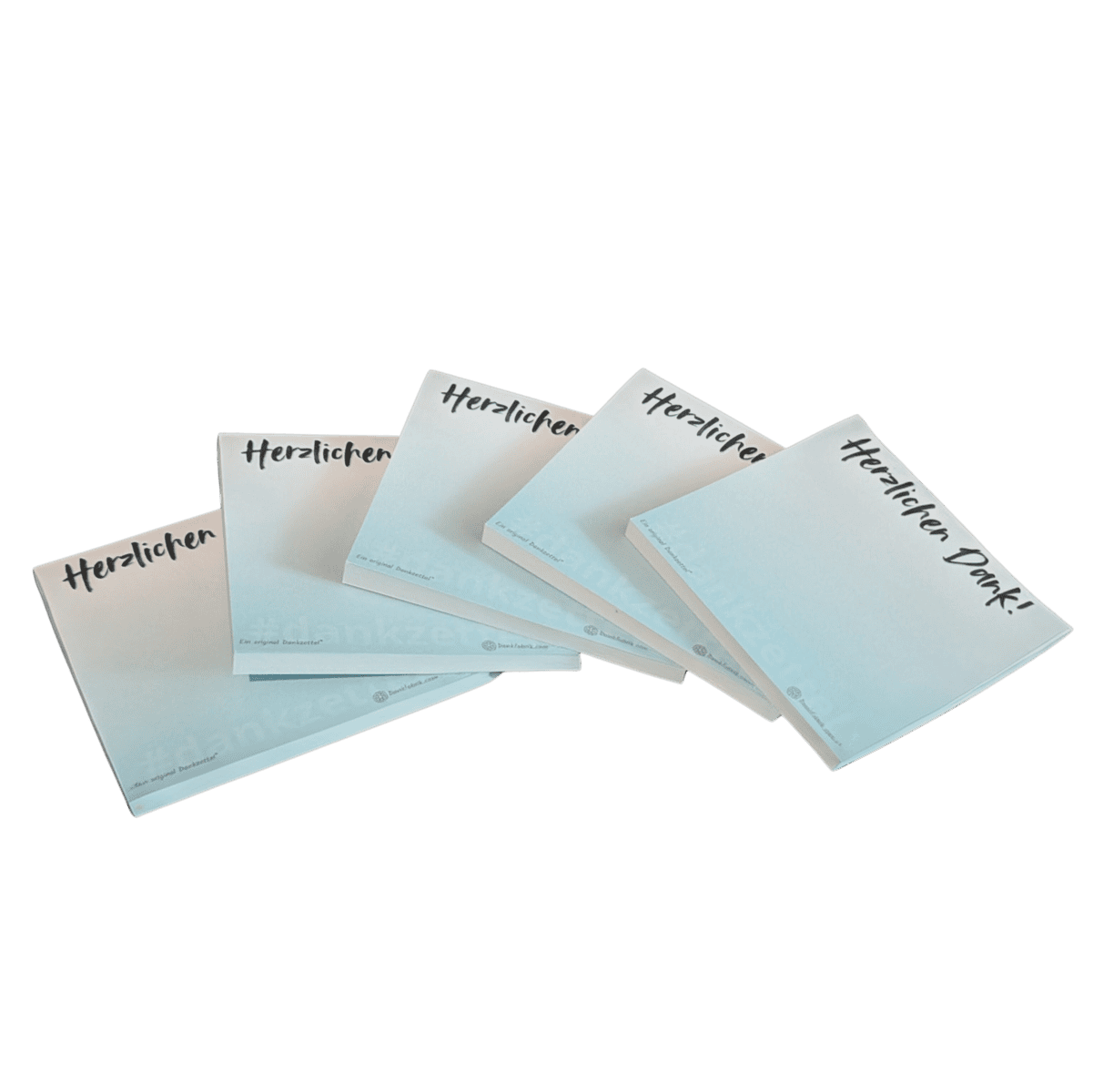 Kleine Dankzettel als Set aus hochwertigem Papier für Teams, Kollegen und Büros um Wertschätzung auszudrücken.