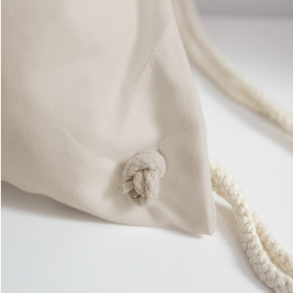 Turnbeutel „Dankbarkeit“ in beige aus Bio-Baumwolle. Nachhaltiger Stoffbeutel als treuer Alltagsbegleiter.